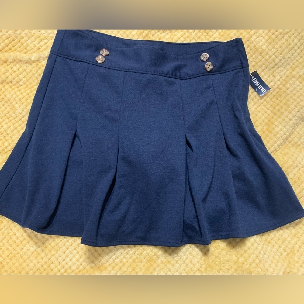 New! SKORT. Knit. Old Navy Girls Large Side Zip Navy Blue Dress Skort - Picture 2 of 7